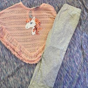 NWOT baby girls poncho and leggings set size 24 month